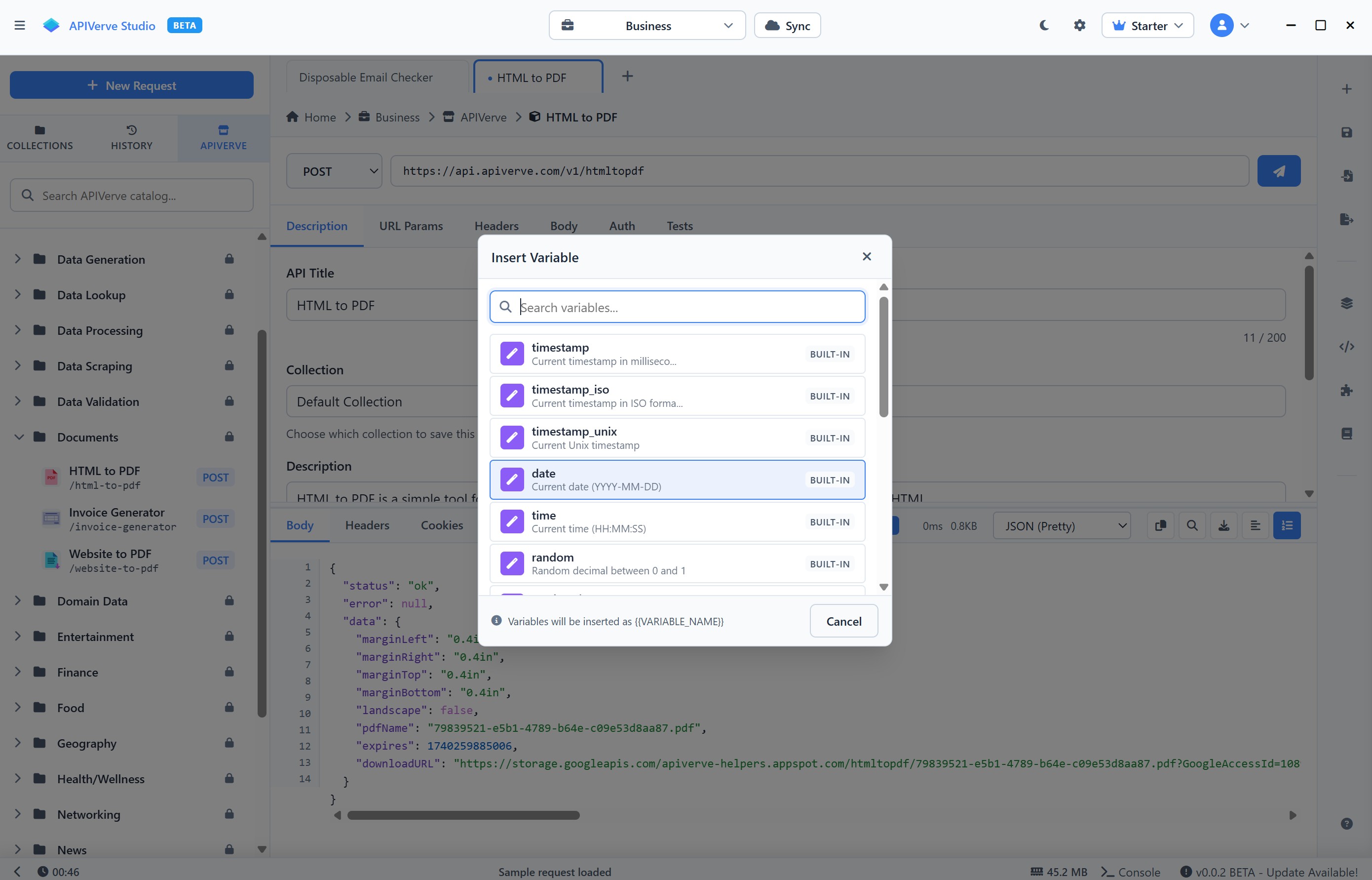 APIVerve Studio Environment Variables