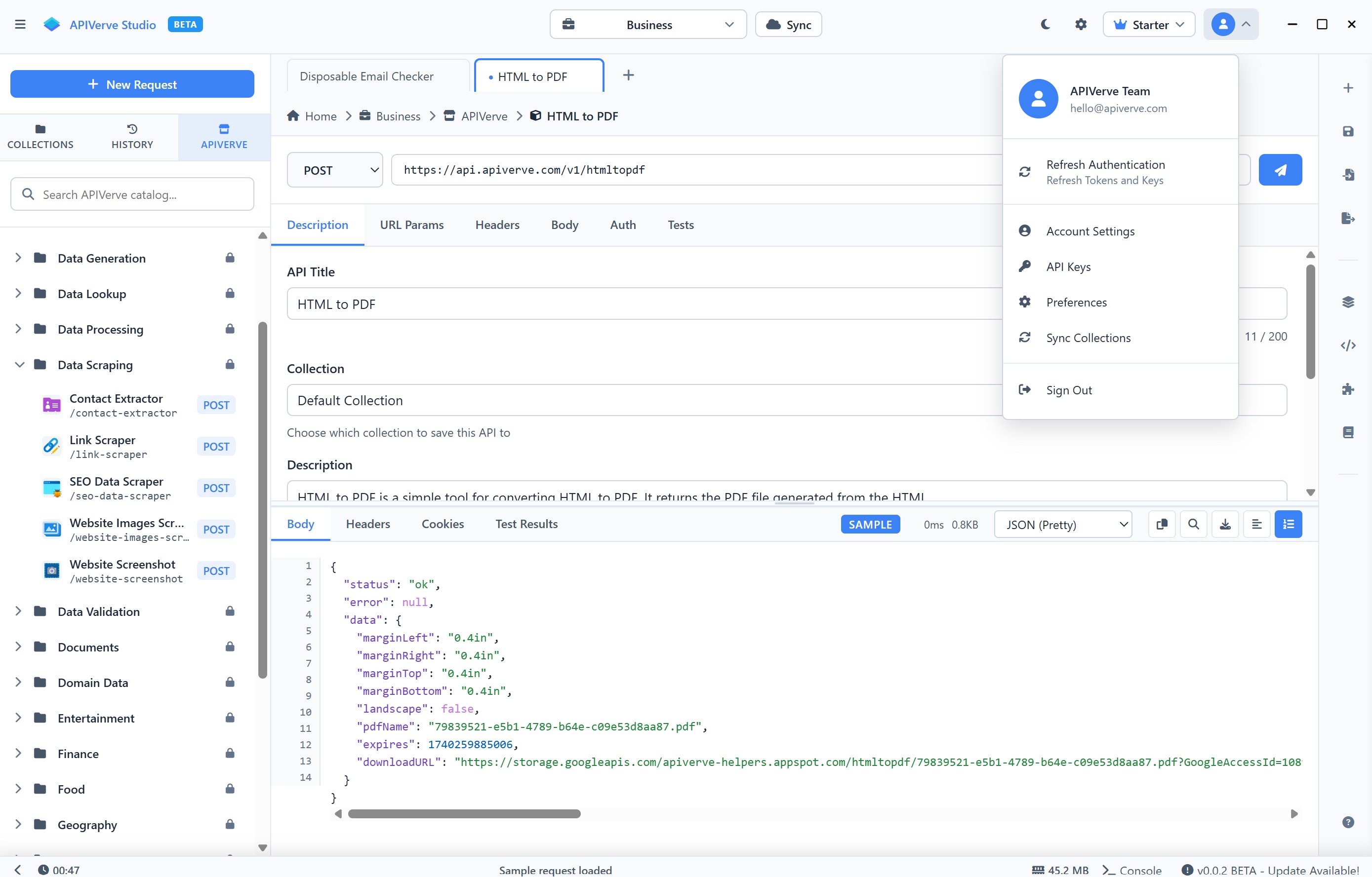 APIVerve Studio Collections